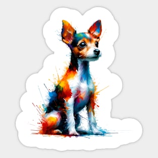 Vibrant Toy Fox Terrier in Splash Art Style Sticker